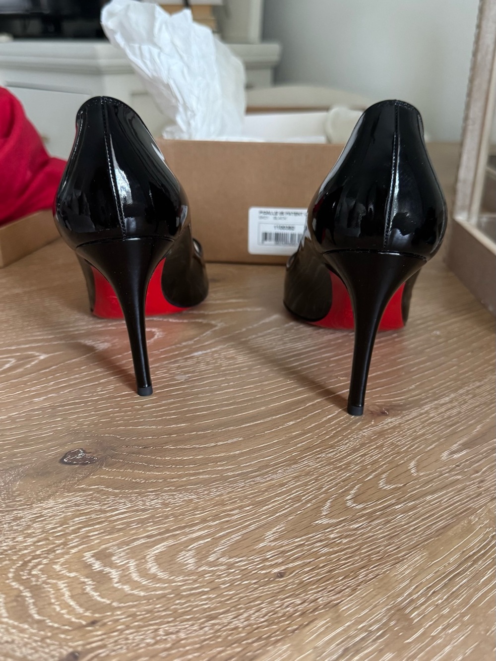 Christian Louboutin Classic Black Patent Stiletto Pumps with Red Sole